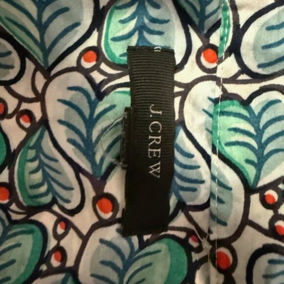 J Crew Leaves & Berries Green Blue Popover Button Front Shirt - Picture 15 of 16